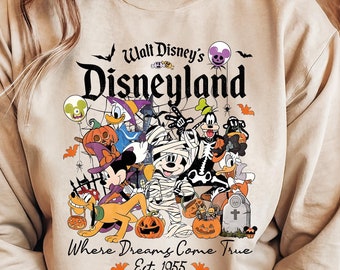 Retro Disneyland Halloween Sweatshirt, Mickey and Friends Party Top #3083