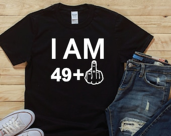 Funny 50th Birthday T-Shirt: Middle Finger Novelty Gift@1