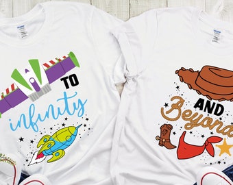 Infinity And Beyond Jessy Tshirt, Cartoon Adult & Kid Matching shirts, Disney Couple Trip Shirt, Matching Disney Tee, Disney Toddlers Shirt