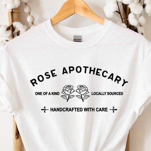 Rose Apothecary Shirt - High Quality Vinyl Print, Schitt Creek, Rosebud Motel, Handcrafted with Care, Moira Rose Shirt, David Rose Shirt,