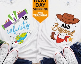 Infinity and Beyond Matching Disney Trip Shirts, Cartoon Couple Tees