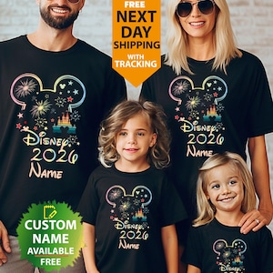 Disney Castle 2025 Shirts, Disney Family Matching T-shirt, Custom Disney Family 2025 Tee, Disney Trip Tee, 2025 Disney Family Vacation ~1088 zdjęcie 1