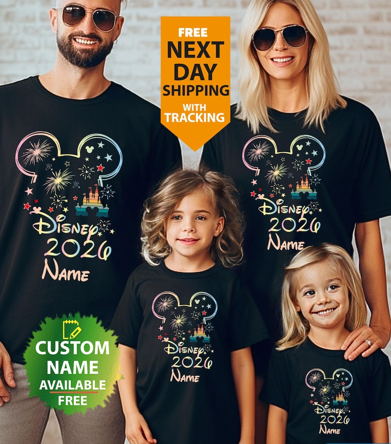 Disney Castle 2025 Shirts, Disney Family Matching T-shirt, Custom Disney Family 2025 Tee, Disney Trip Tee, 2025 Disney Family Vacation ~1088 zdjęcie 1