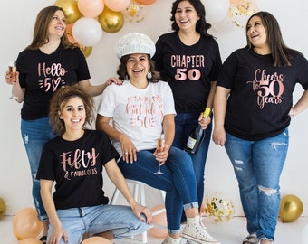 50th Birthday Queen T-Shirt, Vintage Birthday Squad Crew Shirt