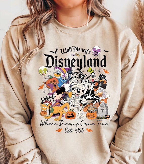 Retro Disneyland Halloween Sweatshirt, Mickey and Friends Party Top #3083