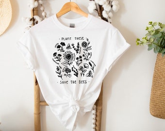 Save The Bees Shirt: Wildflower Graphic Tee, Beekeeper Gift