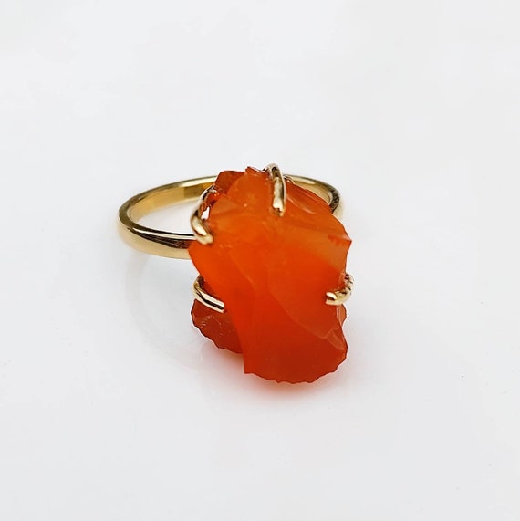 High Quality Raw Carnelian Crystal Ring Carnelian Rough Stone