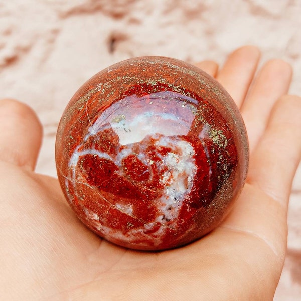 Red Jasper Quartz Stone Spheres, Red Jasper Polished Stone Ball | Healing Gemstones and Crystals | Grounding Stone | Chakra Stone