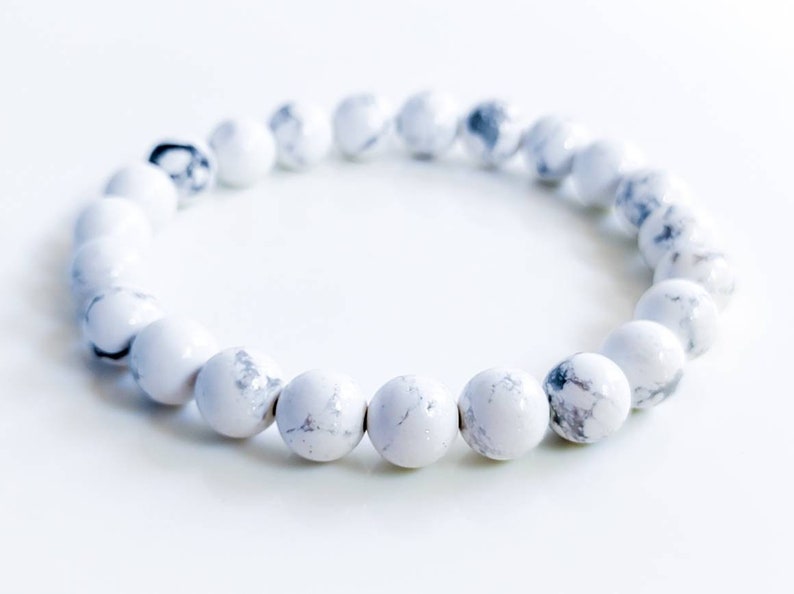 Natural Howlite Crystal Bead Bracelet 8mm Howlite Bracelet Crystal Bracelets image 1