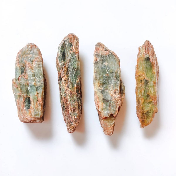 Rare Raw Indian Green Kyanite with Iron Rough Stone Mineral Specimens | 2"- 3" Green Kyanite Mineral