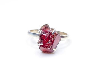 Raw Garnet Crystal Birthstone Ring