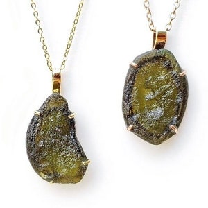 A-Grade Certified Moldavites from Chlum, Czech Republic 925 Sterling Silver, 18k Yellow/Rose Gold Plated High Vibration Jewelry image 3