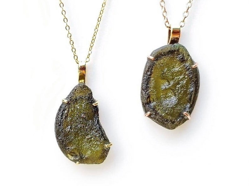 A-Grade Certified Moldavites from Chlum, Czech Republic 925 Sterling Silver, 18k Yellow/Rose Gold Plated High Vibration Jewelry image 3