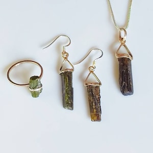 Green Verdelite Earrings and Pendant Necklace