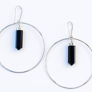 Black Tourmaline Hoop Earrings