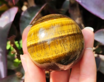 Esfera de cristal de ojo de tigre: piedra preciosa curativa pulida