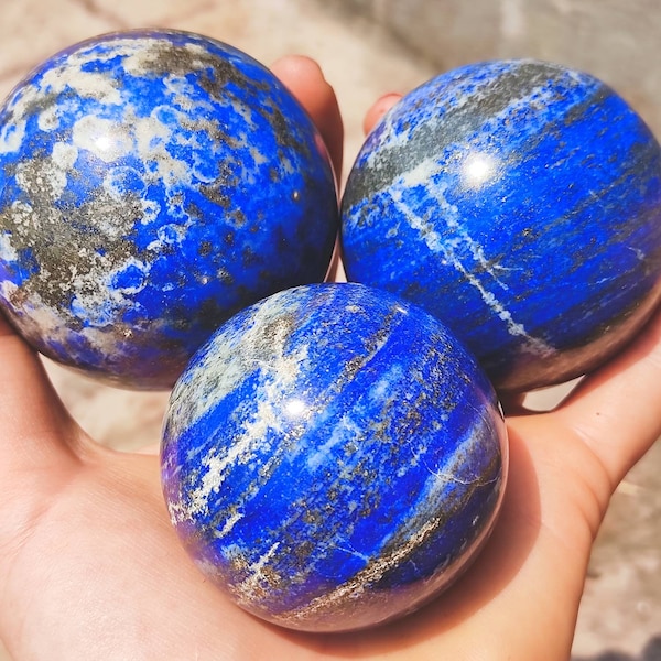 Sphères de cristal de lapis-lazuli, globes de lapis-lazuli | Boules de cristal polies | Pierre gemme de lapis-lazuli