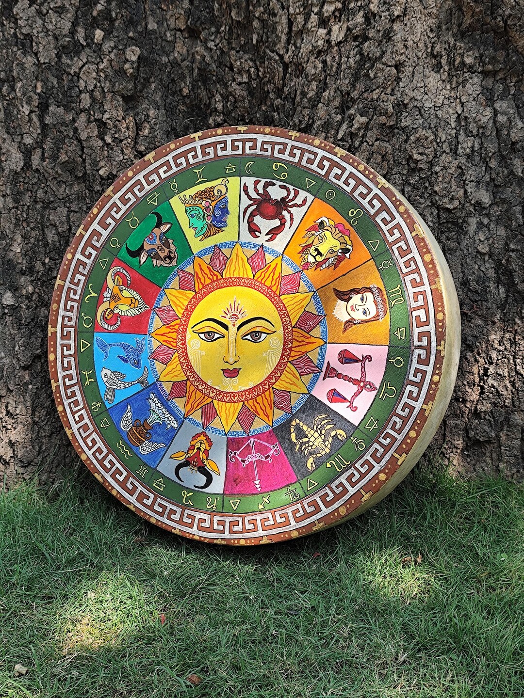 Hand Painted Zodiac Medicine Drum | Shamanic Sound Healing Instrument ...