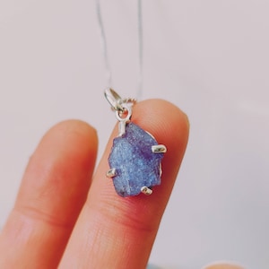 Raw Tanzanite Pendant Necklace: 925 Sterling Silver, Natural Gemstone