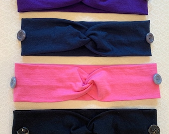 Headbands with buttons for face mask, turban headband, ear saver, nurse gift