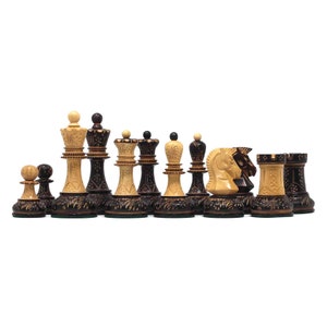 Dubrovink Series 1970 Reproduction 3.75&quot; Luxury Burnt Boxwood Chess Set