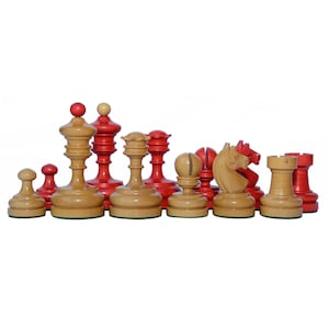 Reproduction Vintage 1930 German Knubbel 3.5&quot; Antique Chess Pieces in Ebonised