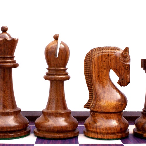 Leningrade Series Premium Staunton 4" Chess Set in Golden Rose Wood & Box Wood 