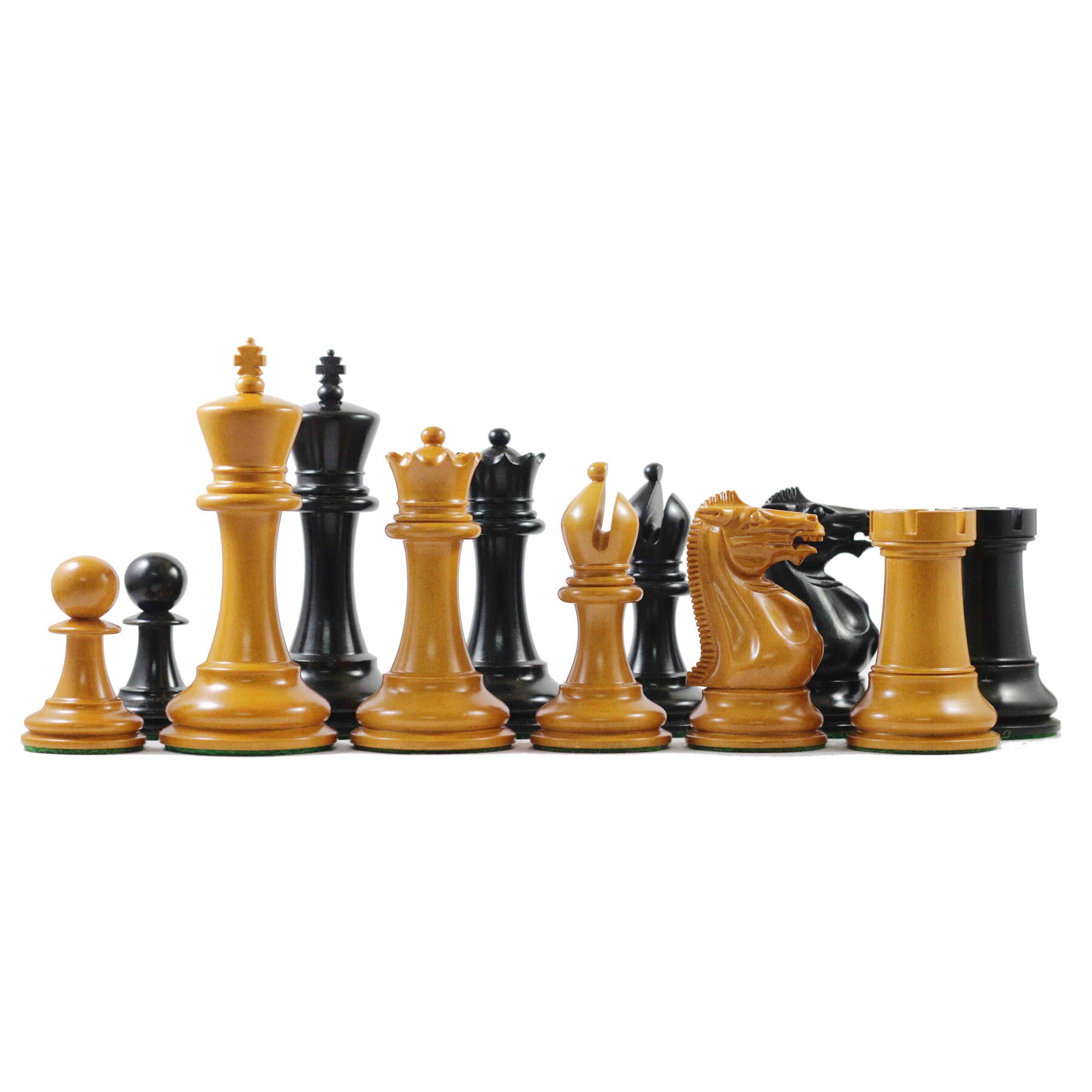 Combo of Reproduced Vintage Series Original Austrian Coffee House Old Vienna  Chess Pieces in Ebonized and Antique Boxwood V2.0- 3.75 King with Storage  Box