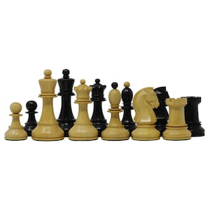 Dubrovnik Series 1950 Vintage Reproduction 3.75&quot; Box wood and Ebony Wood Chess Set