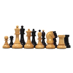Dubrovnik Series 1950 Vintage Reproduction 3.75" Natural Boxwood/Rosewood Chess Set