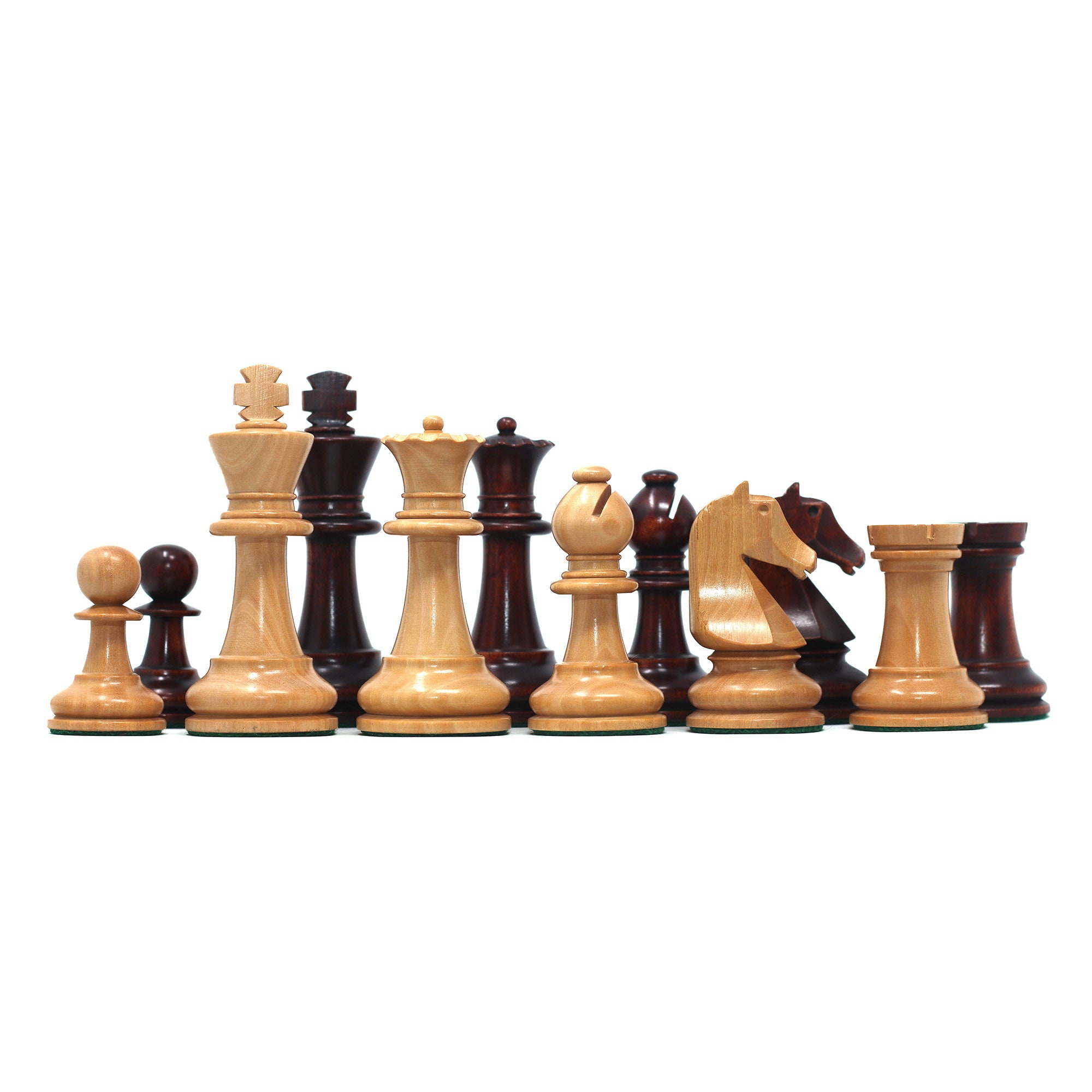 Combo of Reproduced 90s French Chavet Championship Tournament Chess Pieces  V2.0 in Ebonized / Box Wood 