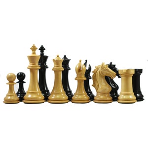 Elite Series 4&quot; Premium Staunton Ebony Chessmen and Box Wood
