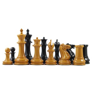 1850-51 Reproduction 4.4&quot; Antique Staunton Chess Set in Ebony wood