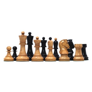 The Fischer Dubrovnik 1970 Upgraded Version Chess set in Distressed and Ebonised Boxwood