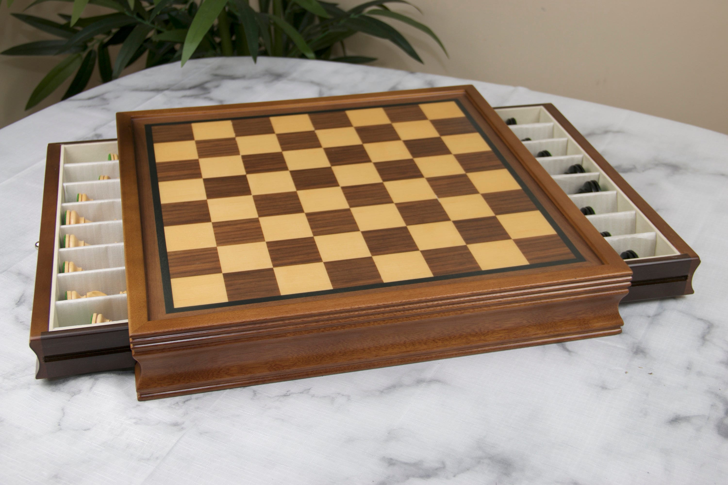 WE Games Wood Laminate Chess Board with Storage Drawers