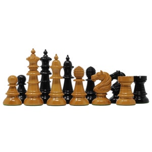 Old Vienna Style Coffee House 1900 Chess set 4.5&quot; Antiqued Boxwood/Ebony Wood
