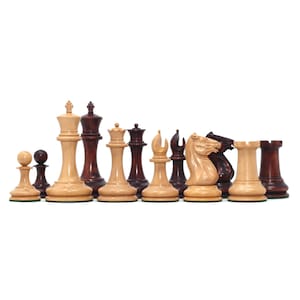 Morphy Cooke 3.5" Reproduction circa 1849 Chess set in Natural Boxwood and Mahogany Stained Boxwood