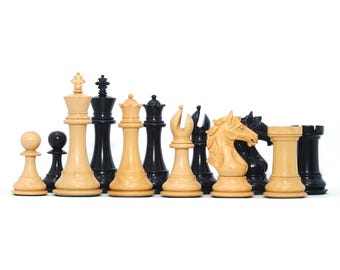 Elite Series 4" Premium Staunton Ebony Chessmen and Box Wood