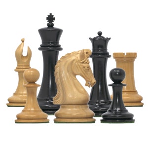 Tristan Series Luxury Staunton Chess Pieces in Ebony Wood: King Size 4&quot;