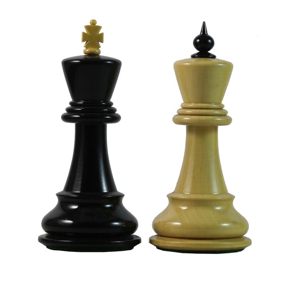 Master Series Weighted Plastic Chess Set with black & ivory pieces