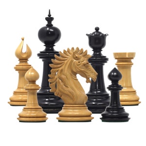 The Arthurian Series 4.4&quot; Luxury Artisan Ebony Wood Staunton Chess Pieces