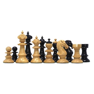 The Austrian Coffehouse Series Vintage Luxury Chess Pieces in Natural Boxwood and Ebony - 4.0&quot; King