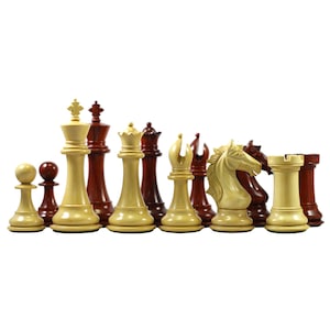 Elite Series 4&quot; Premium Staunton Padouk Chessmen and Box Wood