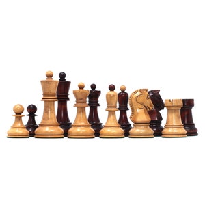 The Fischer Dubrovnik 1970 Upgraded Version Chess set in Distressed and Mahogany Stained Boxwood