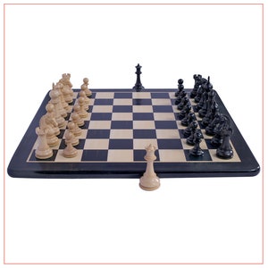 Aristocrat Series 4&quot; Luxury Staunton Chessmen in Ebony wood and Boxwood with Chess Board