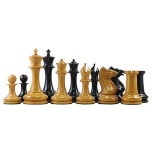 Morphy Cooke 4.4&quot; Reproduction circa 1849 Antique Chess Set in Ebony wood
