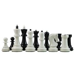 Zagreb Series 3.75&quot; Staunton Chess Pieces - White/Black Lacquered Boxwood