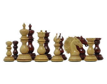 Troy Series Premium Staunton 4,4" Padoek en Box Wood-schaakstukken