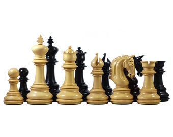 Alexandria Series 4.5" Premium Staunton Ebony Chessmen