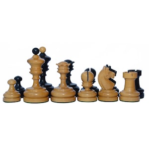Reproduction Vintage 1930 German Knubbel 3.5&quot; Antique Chess Pieces in Ebonised